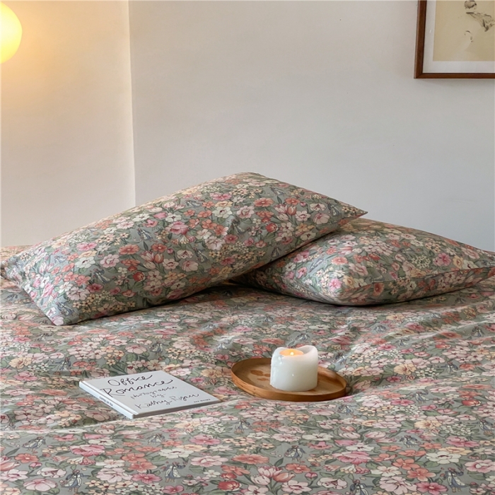 91家纺网 家纺一手货源 找家纺 棉眠 2022新款40支纯棉四件套复古花园 秋之舞