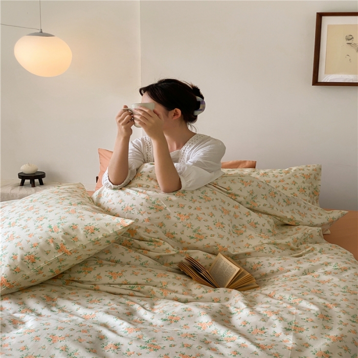 91家纺网 家纺一手货源 找家纺 棉眠 2022新款40支纯棉四件套复古花园 微光