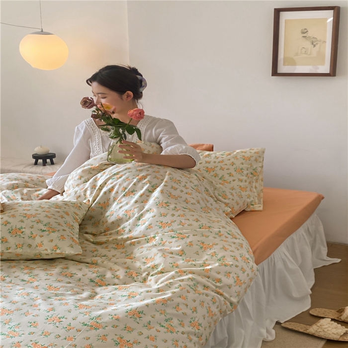 91家纺网 家纺一手货源 找家纺 棉眠 2022新款40支纯棉四件套复古花园 微光