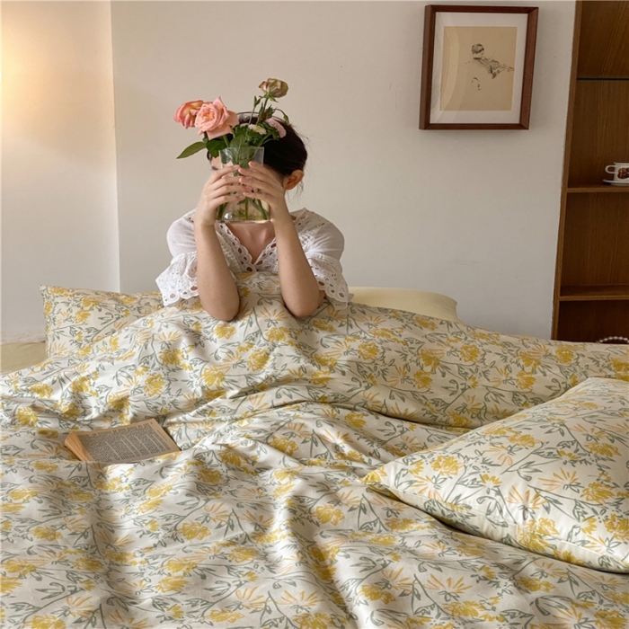 91家纺网 家纺一手货源 找家纺 棉眠 2022新款40支纯棉四件套复古花园 向往烟火