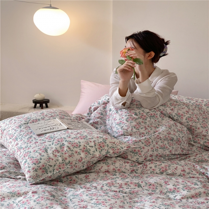 91家纺网 家纺一手货源 找家纺 棉眠 2022新款40支纯棉四件套复古花园 小盼