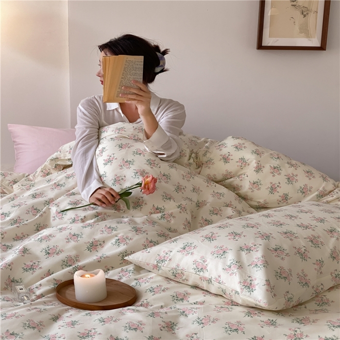 91家纺网 家纺一手货源 找家纺 棉眠 2022新款40支纯棉四件套复古花园 伊思玫