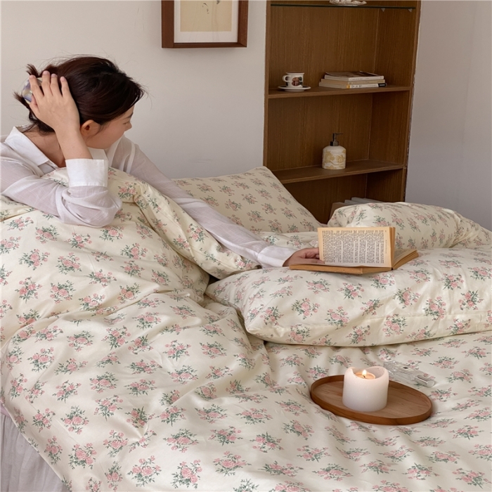 91家纺网 家纺一手货源 找家纺 棉眠 2022新款40支纯棉四件套复古花园 伊思玫