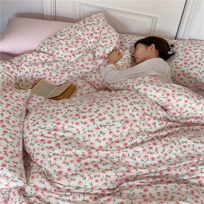 91家纺网 家纺一手货源 找家纺 棉眠 2022新款40支纯棉四件套复古花园 樱花雨