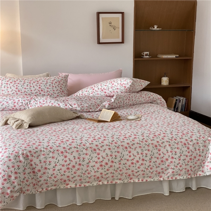 91家纺网 家纺一手货源 找家纺 棉眠 2022新款40支纯棉四件套复古花园 樱花雨