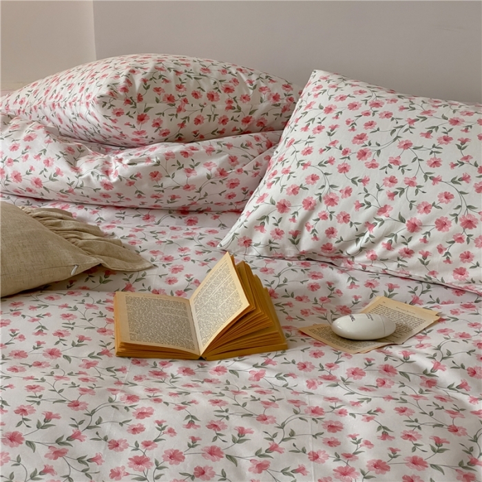 91家纺网 家纺一手货源 找家纺 棉眠 2022新款40支纯棉四件套复古花园 樱花雨