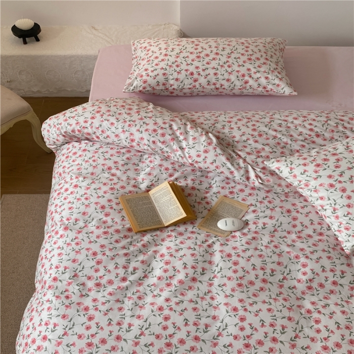 91家纺网 家纺一手货源 找家纺 棉眠 2022新款40支纯棉四件套复古花园 樱花雨