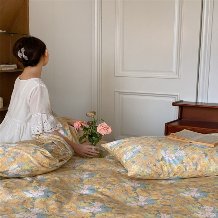 91家纺网 家纺一手货源 找家纺 棉眠 2022新款40支纯棉四件套复古花园 月华