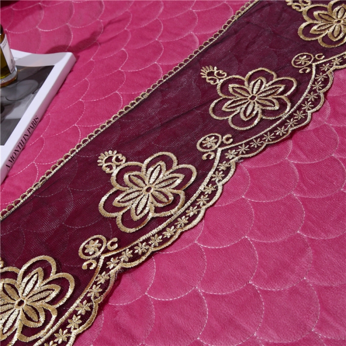 91家纺网 家纺一手货源 找家纺 青竹苑2022款水晶绒全绗缝床裙被套四件套加厚保暖被罩床罩 豆沙色