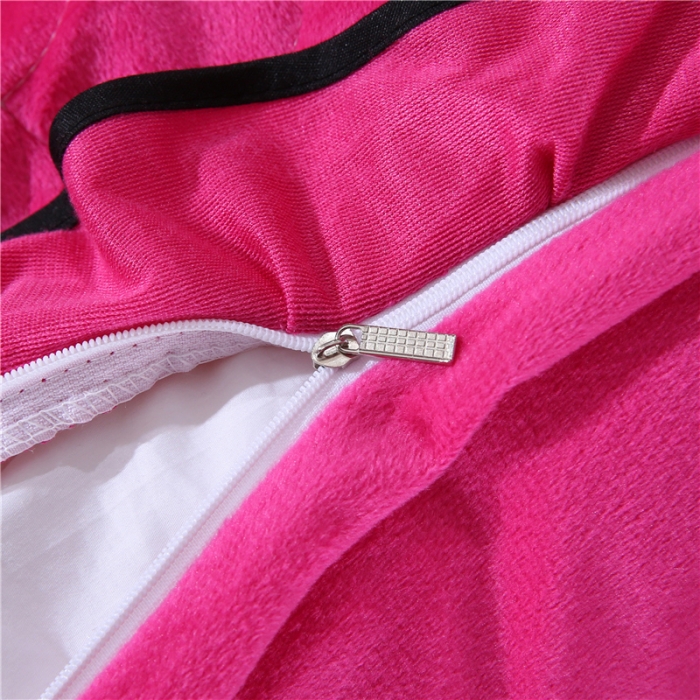 91家纺网 家纺一手货源 找家纺 青竹苑2022款水晶绒全绗缝床裙被套四件套加厚保暖被罩床罩 西瓜红