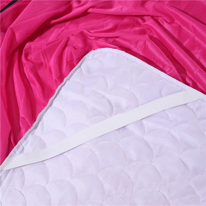 91家纺网 家纺一手货源 找家纺 青竹苑2022款水晶绒全绗缝床裙被套四件套加厚保暖被罩床罩 西瓜红