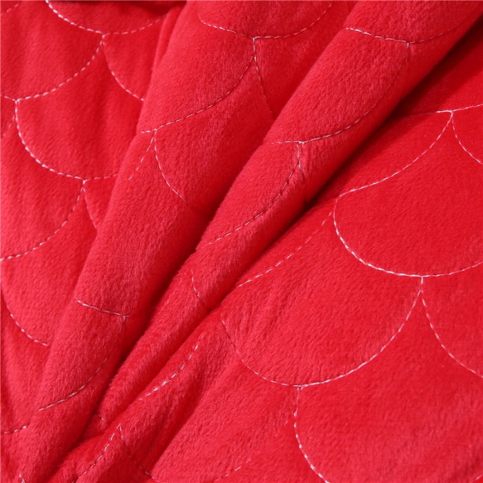 91家纺网 家纺一手货源 找家纺 青竹苑2022款水晶绒全绗缝床裙被套四件套加厚保暖被罩床罩 中国红