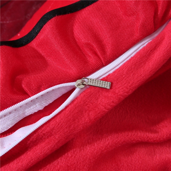 91家纺网 家纺一手货源 找家纺 青竹苑2022款水晶绒全绗缝床裙被套四件套加厚保暖被罩床罩 中国红