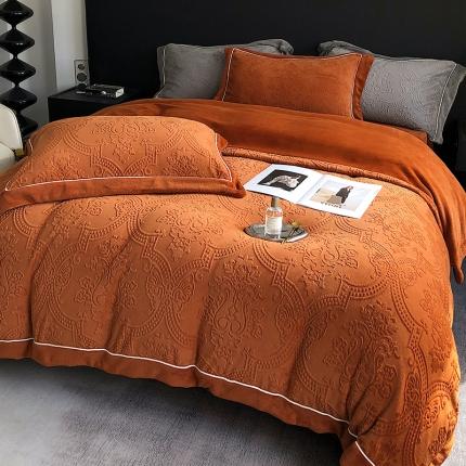 91家纺网 家纺一手货源 找家纺 总宜代光年2023新款德绒260克牛奶绒织带系列四件套-絮语.宽境