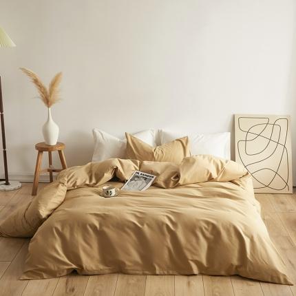 91家纺网 家纺一手货源 找家纺 寝柔 2022秋冬新品纯色32*21纯色全棉磨毛单被套 卡其