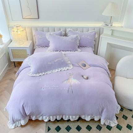 91家纺网 家纺一手货源 找家纺 （总）芯贝儿 2022新款小清新牛奶绒四件套-花仙子