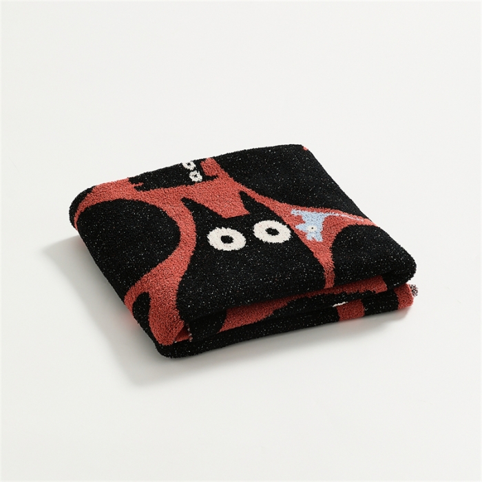 91家纺网 家纺一手货源 找家纺 暖绵绵 新款半边绒毛毯-弯月猫系列 弯月猫-调皮猫