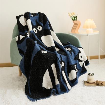 暖绵绵 新款半边绒毛毯-弯月猫系列 弯月猫-惊呆猫