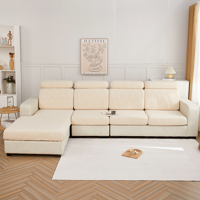 91家纺网 家纺一手货源 找家纺 逐日沙发套 2023新款酷丝麻沙发笠套-点点 酷丝-米黄