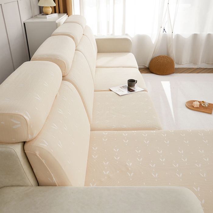 91家纺网 家纺一手货源 找家纺 逐日沙发套 2023新款酷丝麻沙发笠套-点点 酷丝-米黄