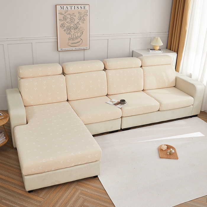 91家纺网 家纺一手货源 找家纺 逐日沙发套 2023新款酷丝麻沙发笠套-点点 酷丝-米黄