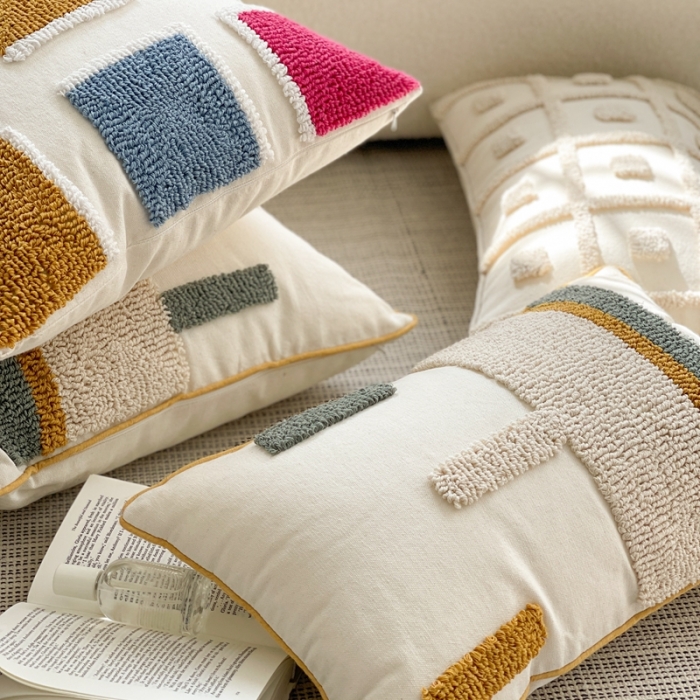 91家纺网 家纺一手货源 找家纺 （总）918拾朵家居 2022新款全棉帆布圈绒抱枕-安妮系列