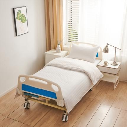 91家纺网 家纺一手货源 找家纺 啊雅 2025耐氯漂涤棉医护床上用品医院三件套 缎条白色