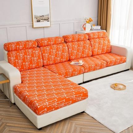 91家纺网 家纺一手货源 找家纺 逐日沙发套 2023新款酷丝麻沙发笠套-字母 酷丝-亮橙