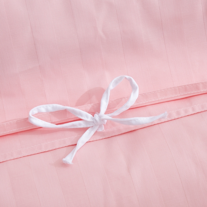 91家纺网 家纺一手货源 找家纺 啊雅 2025耐氯漂涤棉医护床上用品医院三件套 缎条粉色