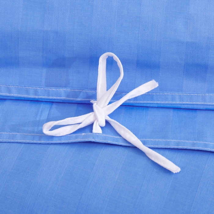 91家纺网 家纺一手货源 找家纺 啊雅 2025耐氯漂涤棉医护床上用品医院三件套 缎条蓝色