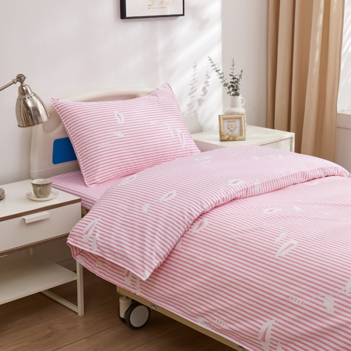 91家纺网 家纺一手货源 找家纺 啊雅 2025耐氯漂涤棉医护床上用品医院三件套 诊所粉条