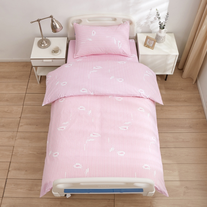 91家纺网 家纺一手货源 找家纺 啊雅 2025耐氯漂涤棉医护床上用品医院三件套 诊所粉条