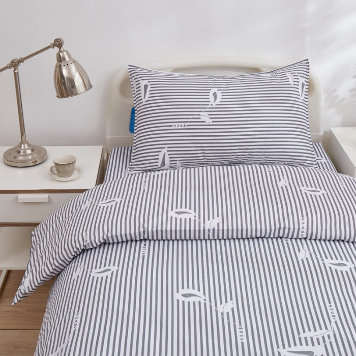 91家纺网 家纺一手货源 找家纺 啊雅 2025耐氯漂涤棉医护床上用品医院三件套 诊所黑条