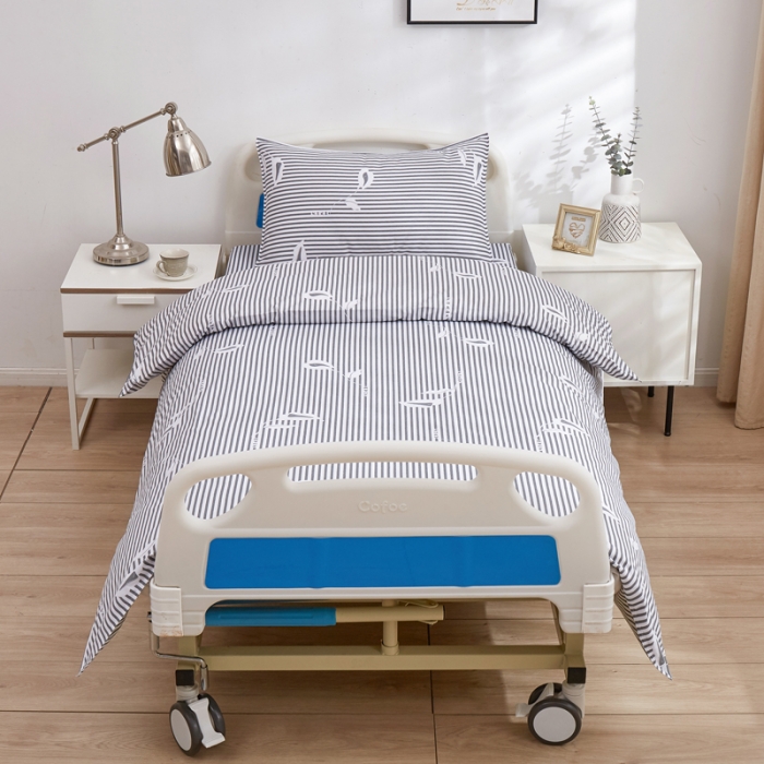 91家纺网 家纺一手货源 找家纺 啊雅 2025耐氯漂涤棉医护床上用品医院三件套 诊所黑条