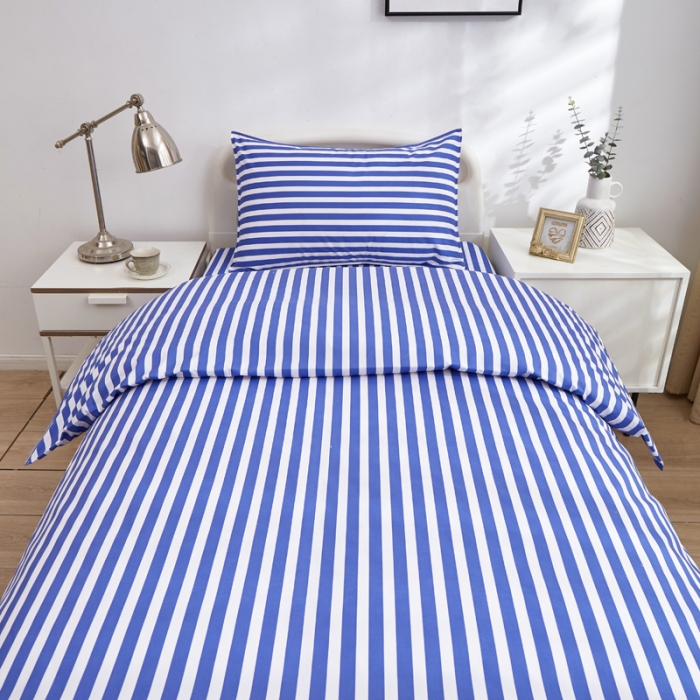 91家纺网 家纺一手货源 找家纺 啊雅 2025耐氯漂涤棉医护床上用品医院三件套 诊所蓝条