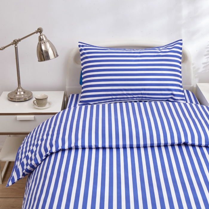 91家纺网 家纺一手货源 找家纺 啊雅 2025耐氯漂涤棉医护床上用品医院三件套 诊所蓝条