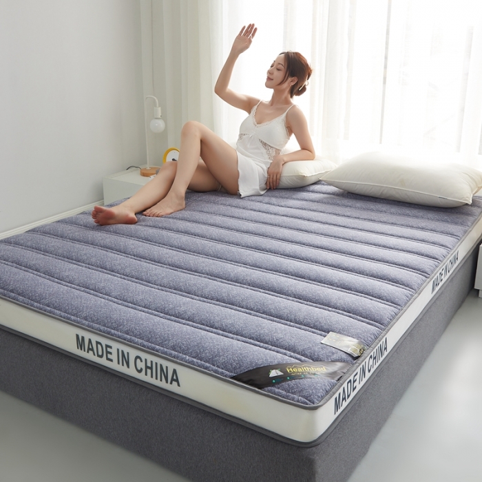 91家纺网 家纺一手货源 找家纺 优莱床垫 2022羊羔绒乳胶床垫 乳胶棉麻针织灰（6cm）