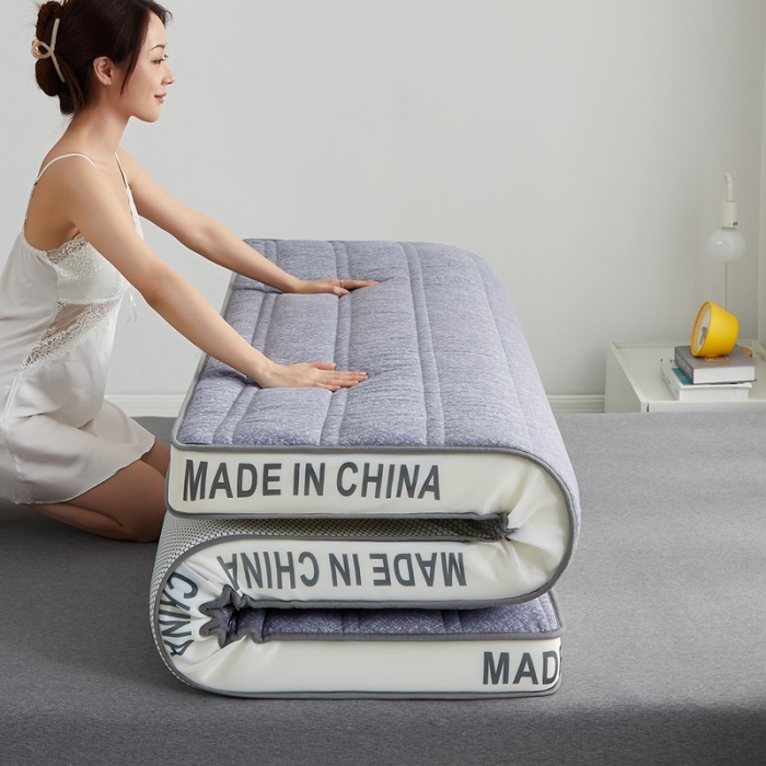 91家纺网 家纺一手货源 找家纺 优莱床垫 2022羊羔绒乳胶床垫 乳胶棉麻针织灰（6cm）