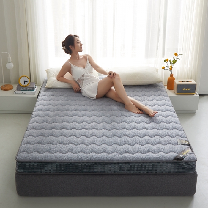 91家纺网 家纺一手货源 找家纺 优莱床垫 羊羔绒乳胶床垫 乳胶暖绒仿羊毛灰色（6cm）