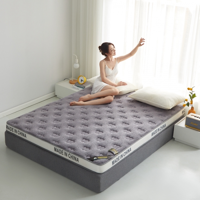 91家纺网 家纺一手货源 找家纺 优莱床垫 羊羔绒乳胶床垫 乳胶羊羔绒蝴蝶灰色（6cm）