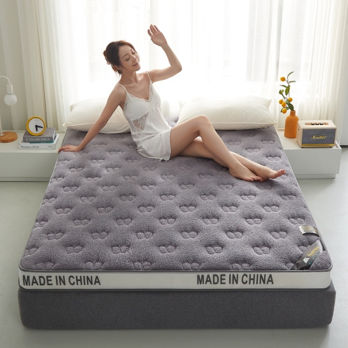 91家纺网 家纺一手货源 找家纺 优莱床垫 羊羔绒乳胶床垫 乳胶羊羔绒蝴蝶灰色（6cm）