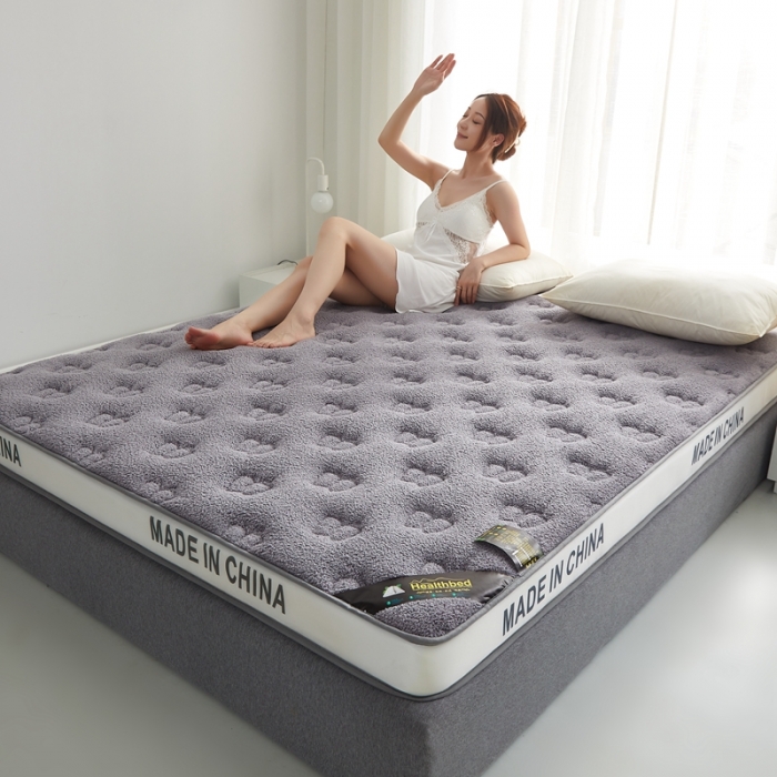 91家纺网 家纺一手货源 找家纺 优莱床垫 羊羔绒乳胶床垫 乳胶羊羔绒蝴蝶灰色（6cm）