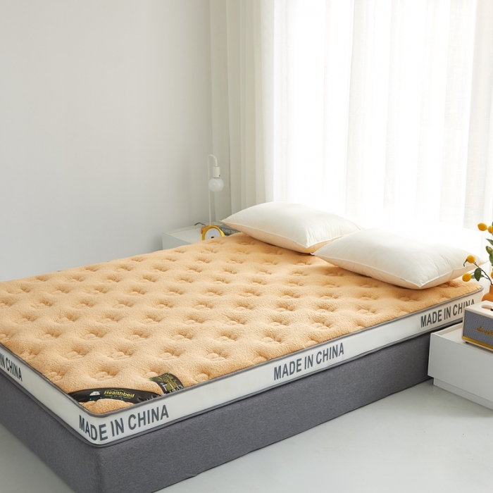 91家纺网 家纺一手货源 找家纺 优莱床垫 羊羔绒乳胶床垫 乳胶羊羔绒蝴蝶驼色（6cm）