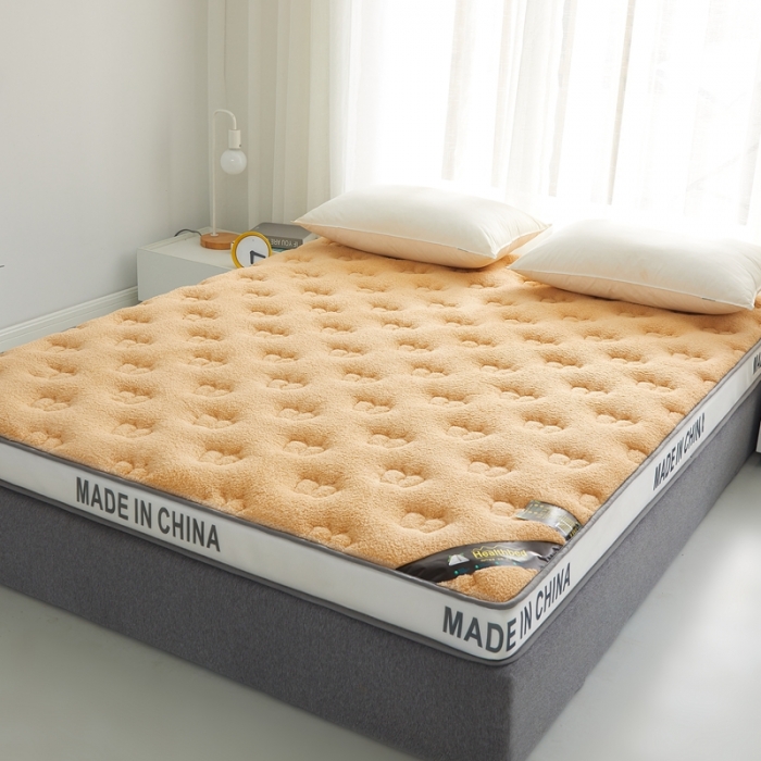 91家纺网 家纺一手货源 找家纺 优莱床垫 羊羔绒乳胶床垫 乳胶羊羔绒蝴蝶驼色（6cm）