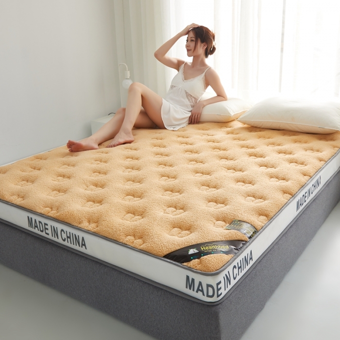 91家纺网 家纺一手货源 找家纺 优莱床垫 羊羔绒乳胶床垫 乳胶羊羔绒蝴蝶驼色（6cm）