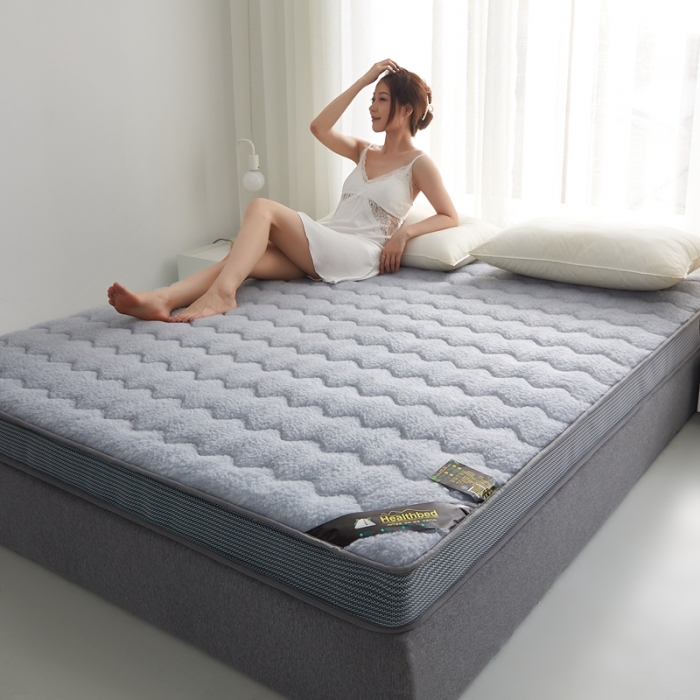 91家纺网 家纺一手货源 找家纺 优莱床垫 羊羔绒乳胶床垫 乳胶暖绒仿羊毛灰色（10cm）