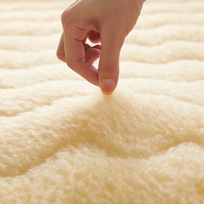 91家纺网 家纺一手货源 找家纺 优莱床垫2022羊羔绒乳胶床垫乳胶暖绒仿羊毛驼色（10cm）