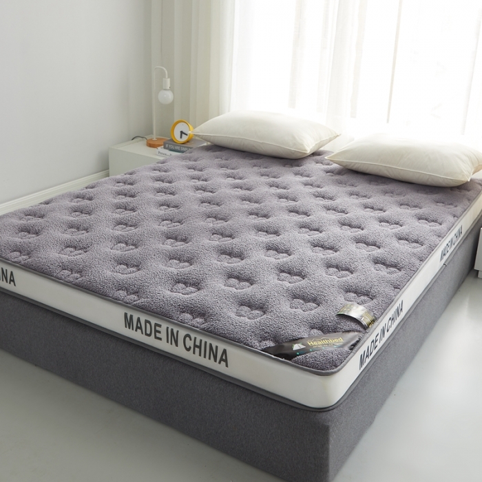 91家纺网 家纺一手货源 找家纺 优莱床垫2022羊羔绒乳胶床垫乳胶羊羔绒蝴蝶灰色（10cm）