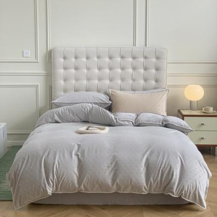 91家纺网 家纺一手货源 找家纺 顾里 2022新款高端立体提花德肤绒四件套 香香灰