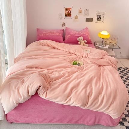 山茶家纺2022新款牛奶绒系列四件套 遇见 遇见-粉莓